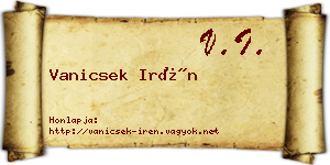 Vanicsek Irén névjegykártya