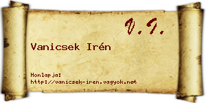Vanicsek Irén névjegykártya